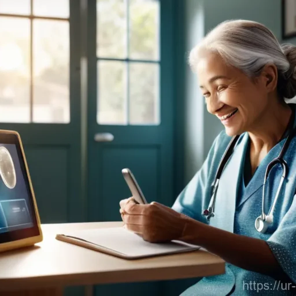 의료 데이터 활용과 규제 - **Prompt 1: Telemedicine Bridging Gaps**
    "A heartwarming, realistic scene depicting a female doc...