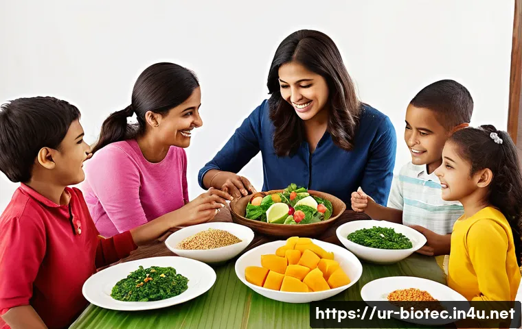 면역시스템과 질병 예방 - **A Vibrant Family Meal Promoting Health and Togetherness:**
    "A diverse family, including parent...