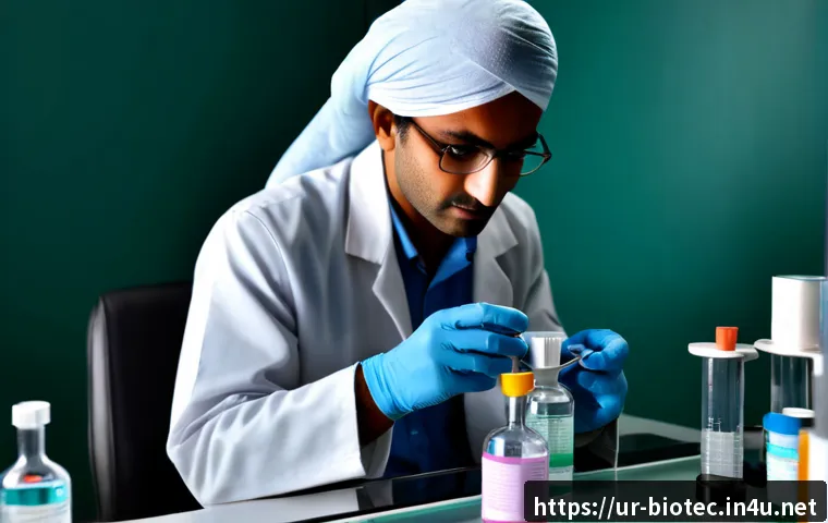고세균 및 극한환경 미생물 연구 - Photorealistic Pakistani microbiologist in a modern research laboratory, carefully examining a seale...